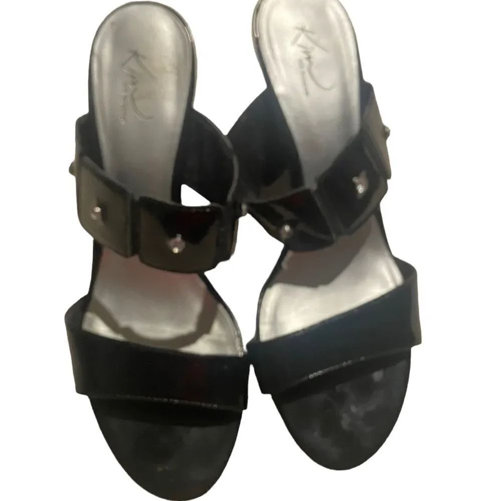 Kim Rogers size 8.5 heeled sandals rhinestone accents excellent like new